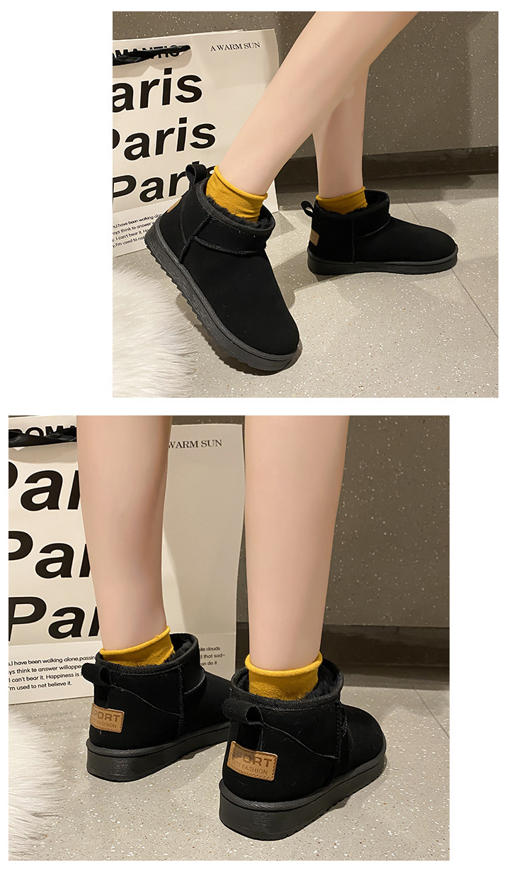 Solid Color Snow Boots for Women 2021 Winter New Retro round Head plus Velvet Cotton Boots Students Flat Casual Short Tube Cotton Shoes