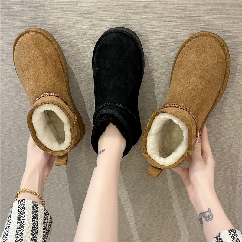 2021winter New Fashion Casual Snow Boots Solid Color Soft-Soled Thickened Women&#039;s Shoes Warm Matte Cotton-Padded Shoes for Women