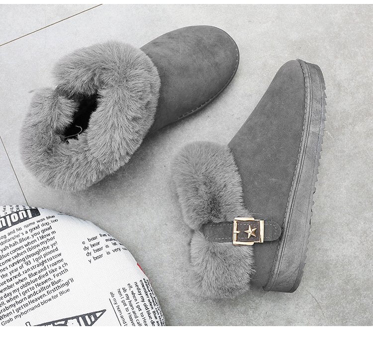 2020 Autumn and Winter New Rhinestone Buckle Women&#039;s Cotton Shoes Export Fashion Snow Boots Mid-Calf Length Thermal Boots