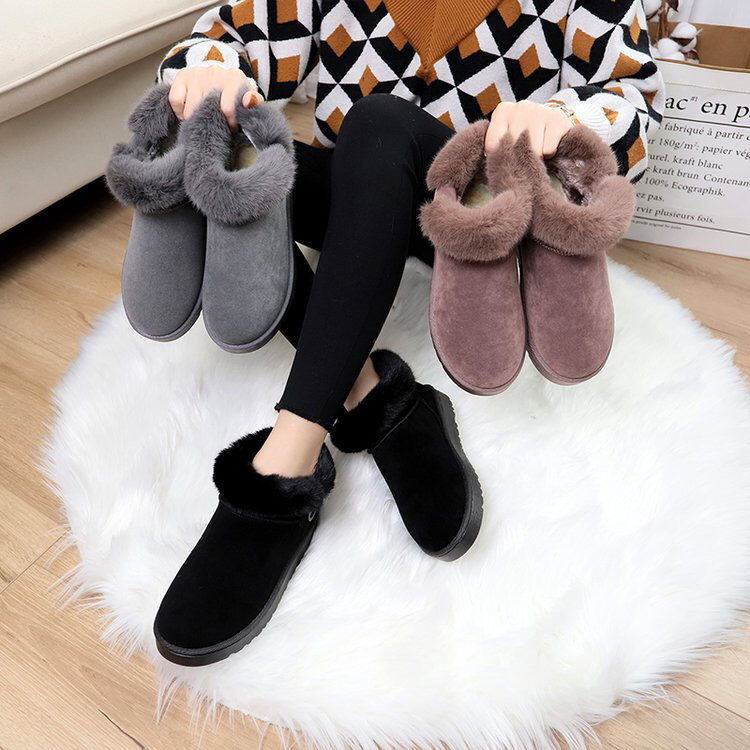 2020 Autumn and Winter New Rhinestone Buckle Women's Cotton Shoes Export Fashion Snow Boots Mid-Calf Length Thermal Boots
