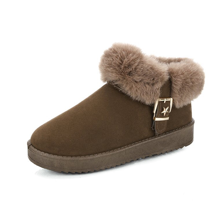 2020 Autumn and Winter New Rhinestone Buckle Women&#039;s Cotton Shoes Export Fashion Snow Boots Mid-Calf Length Thermal Boots