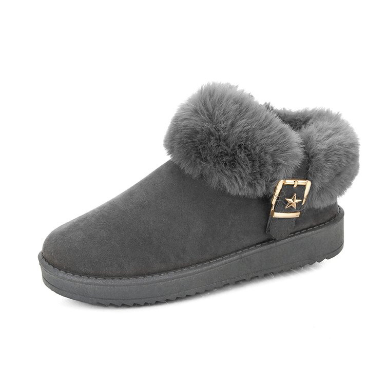 2020 Autumn and Winter New Rhinestone Buckle Women's Cotton Shoes Export Fashion Snow Boots Mid-Calf Length Thermal Boots