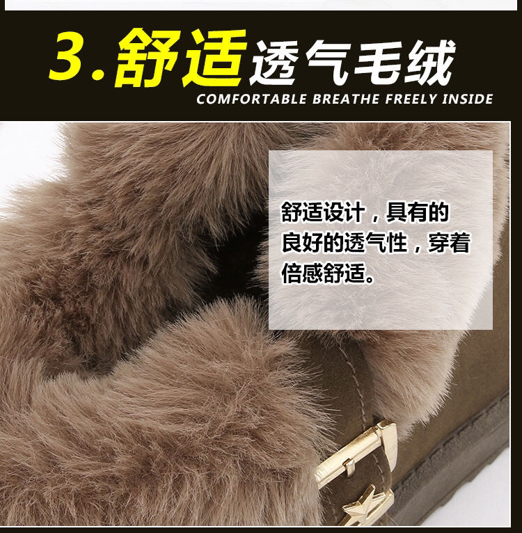 2020 Autumn and Winter New Rhinestone Buckle Women's Cotton Shoes Export Fashion Snow Boots Mid-Calf Length Thermal Boots