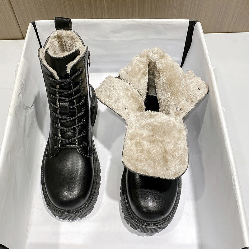 Dr. Martens Boots Women&#039;s 2020 Autumn and Winter New Thick-Soled Women&#039;s Short Boots British Style Lace-up Snow Boots Boots Women&#039;s Cotton Boots