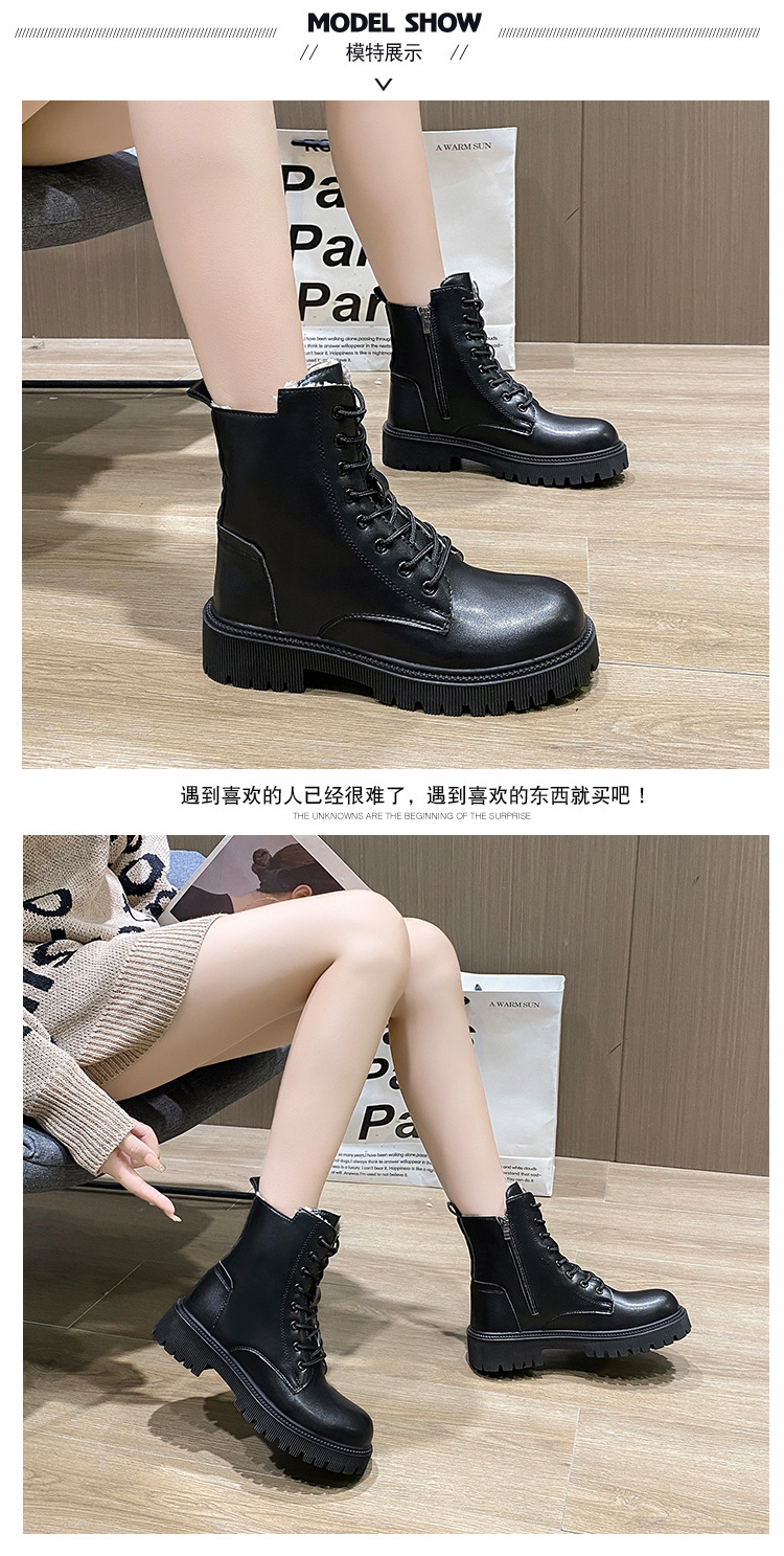 Dr. Martens Boots Women's 2020 Autumn and Winter New Thick-Soled Women's Short Boots British Style Lace-up Snow Boots Boots Women's Cotton Boots