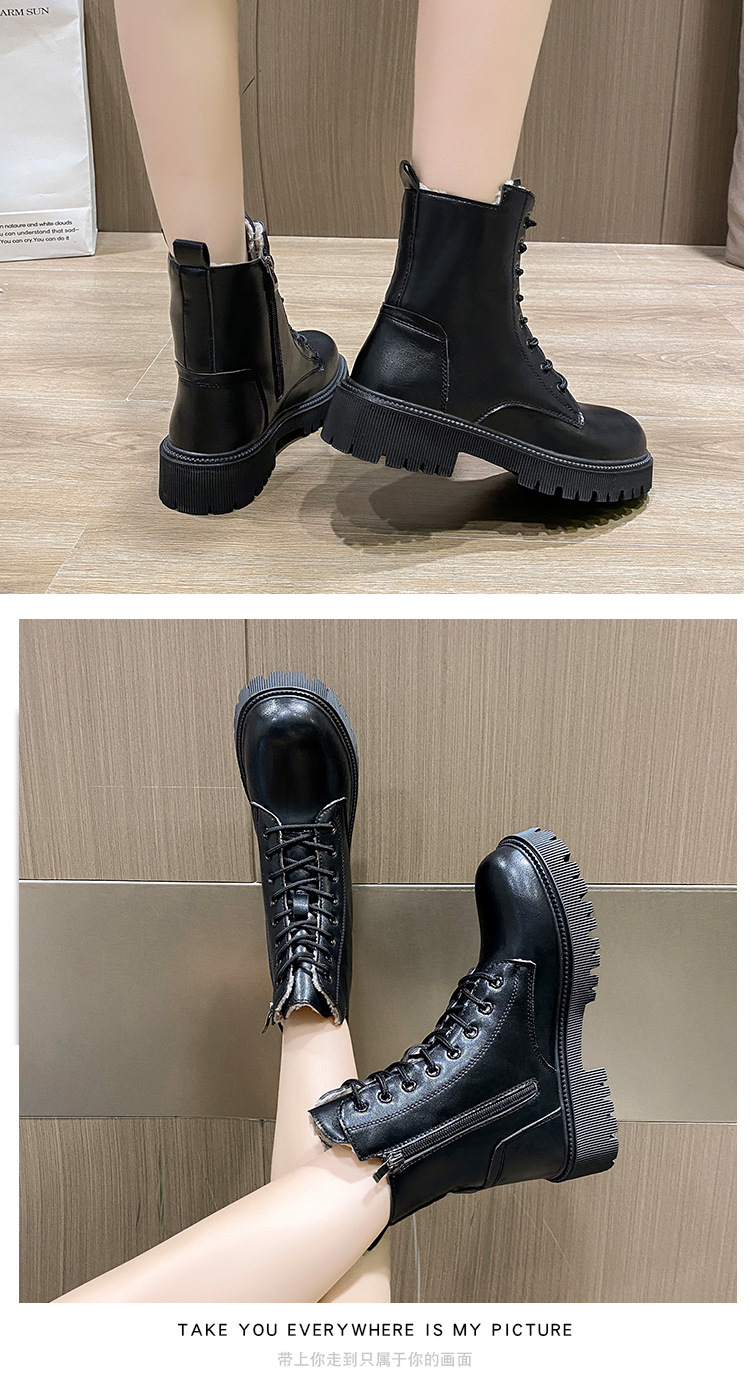 Dr. Martens Boots Women's 2020 Autumn and Winter New Thick-Soled Women's Short Boots British Style Lace-up Snow Boots Boots Women's Cotton Boots