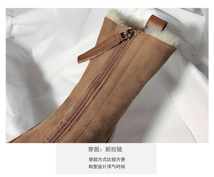 New Matte Leather Thick-Soled Korean-Style Mid-Calf High-Top round Head Ankle Boots Fur Snow Boots for Women