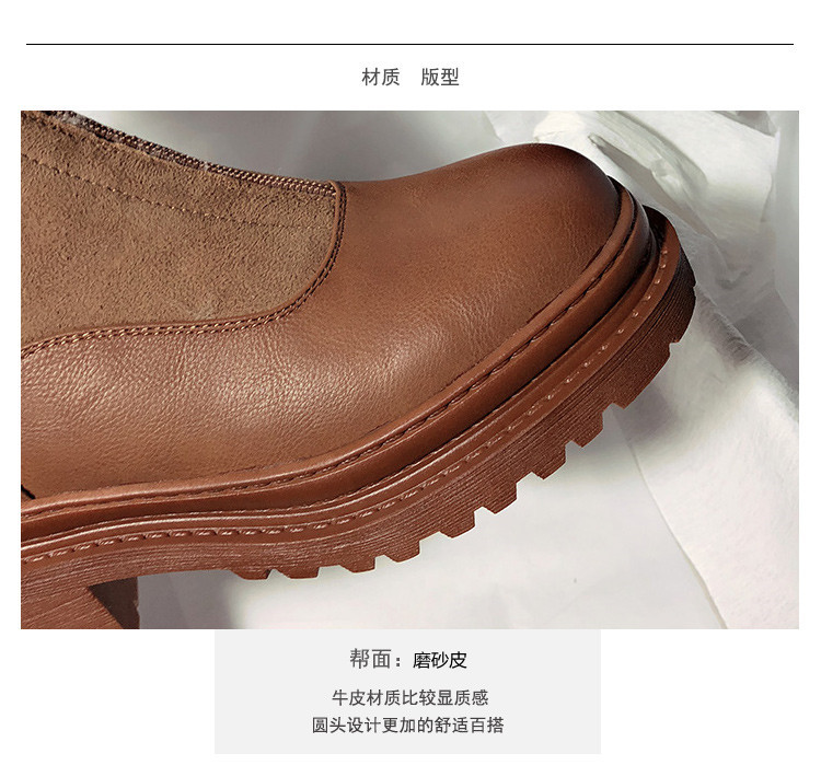 New Matte Leather Thick-Soled Korean-Style Mid-Calf High-Top round Head Ankle Boots Fur Snow Boots for Women
