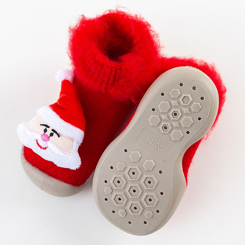 Christmas Brushed and Thick Toddler Shoes Socks Indoor and Outdoor Rubber Sole Non-Slip Warm Snow Boots Socks Children Baby Doll Shoes Christmas Brushed and Thick Toddler Shoes Socks Indoor and Outdoor Rubber Sole Non-Slip Warm Snow Boots Socks Children Baby Doll Shoes
