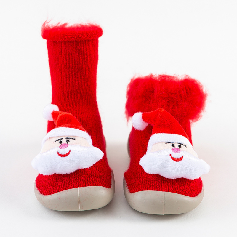 Christmas Brushed and Thick Toddler Shoes Socks Indoor and Outdoor Rubber Sole Non-Slip Warm Snow Boots Socks Children Baby Doll Shoes Christmas Brushed and Thick Toddler Shoes Socks Indoor and Outdoor Rubber Sole Non-Slip Warm Snow Boots Socks Children Baby Doll Shoes