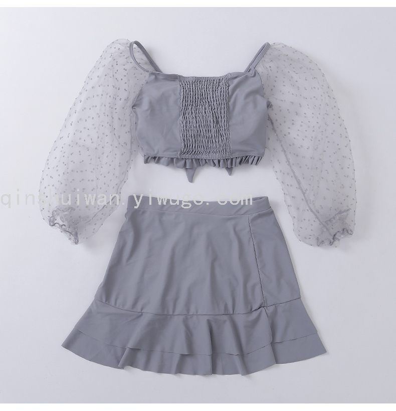 Swimwear Women's Fashion Lace One-Sleeve Swimsuit Fashion Split Beachwear Winter Hot Spring Swimsuit
