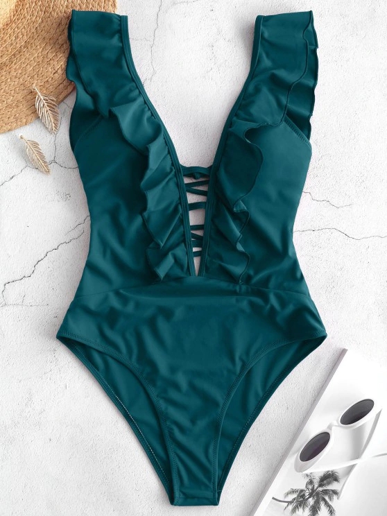 Swimsuit Foreign Trade Swimwear Bikini European and American Swimsuit Color Block One-Piece Swimsuit Sexy Bikini Bikini