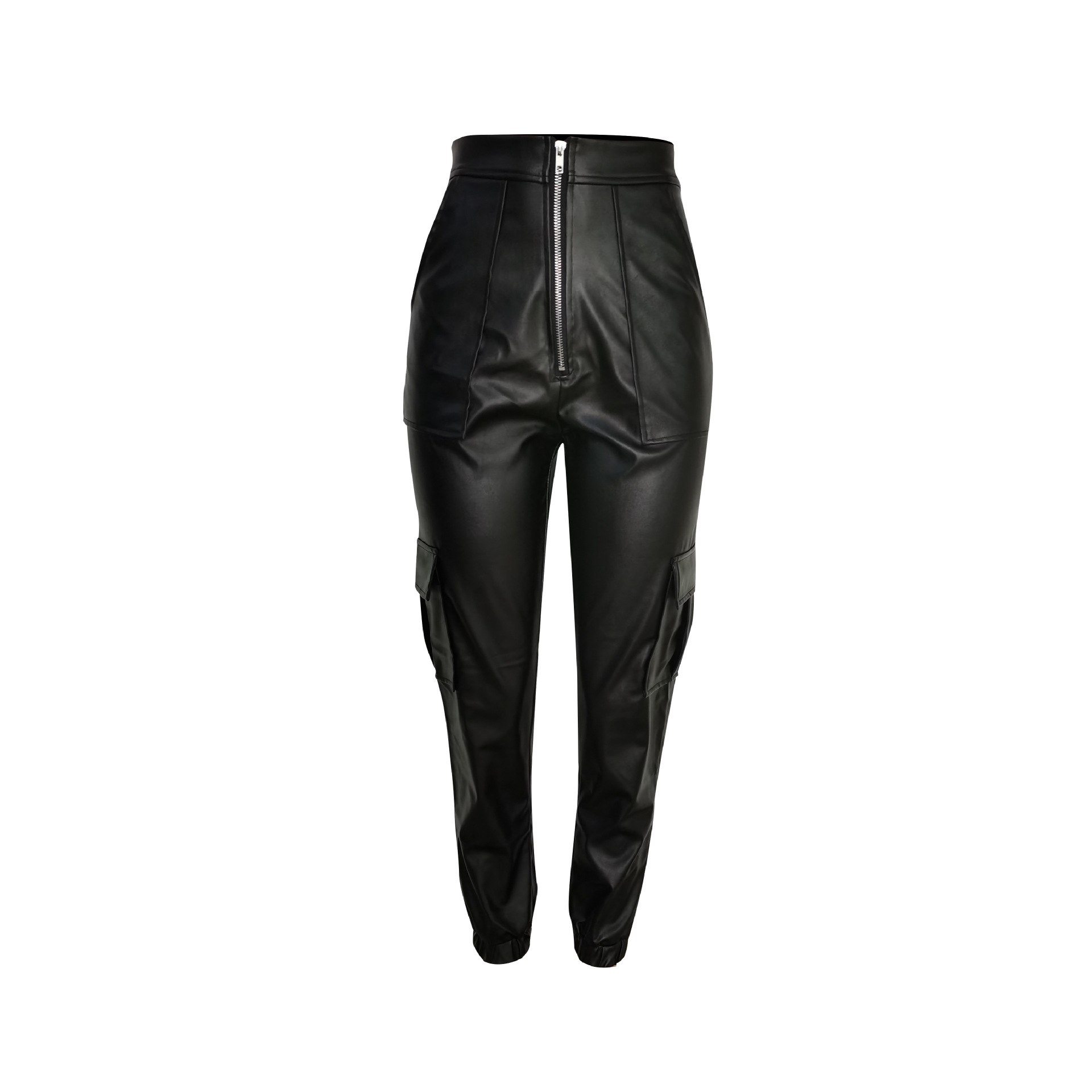 New Autumn and Winter Casual Pants F8257 Spot European and American Amazon Fashion Multiple Pocket Casual Pants Casual Leather Pants