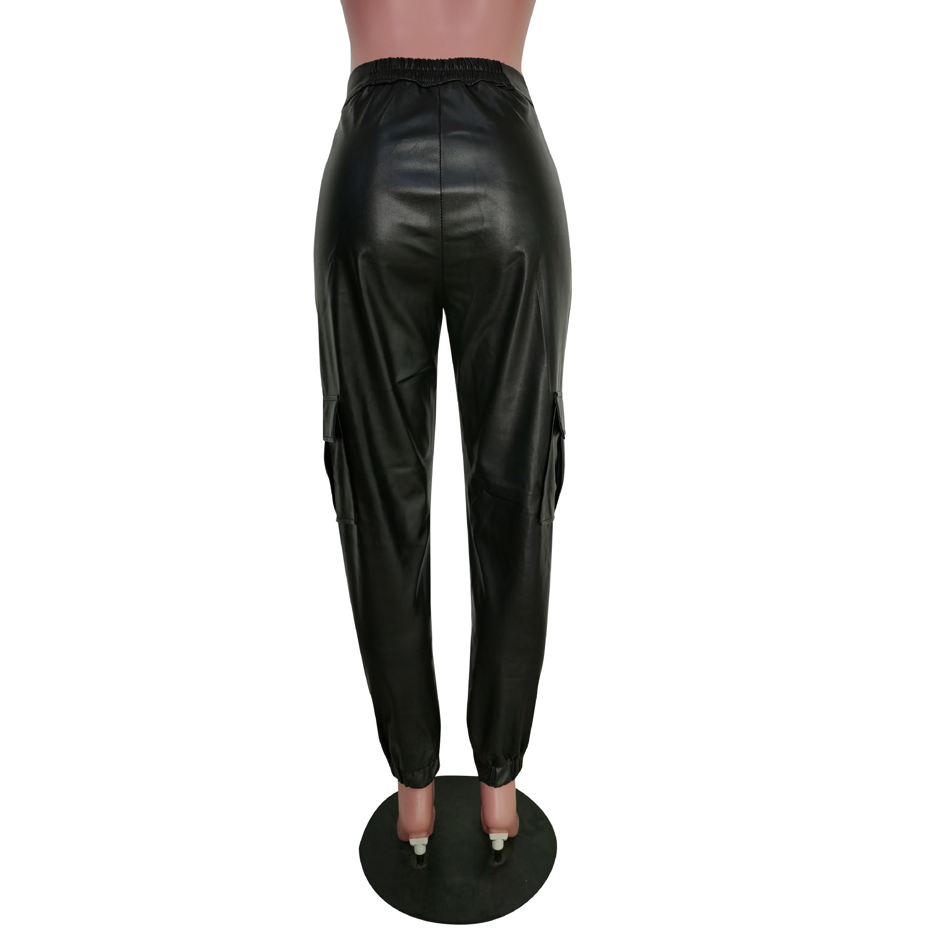 New Autumn and Winter Casual Pants F8257 Spot European and American Amazon Fashion Multiple Pocket Casual Pants Casual Leather Pants