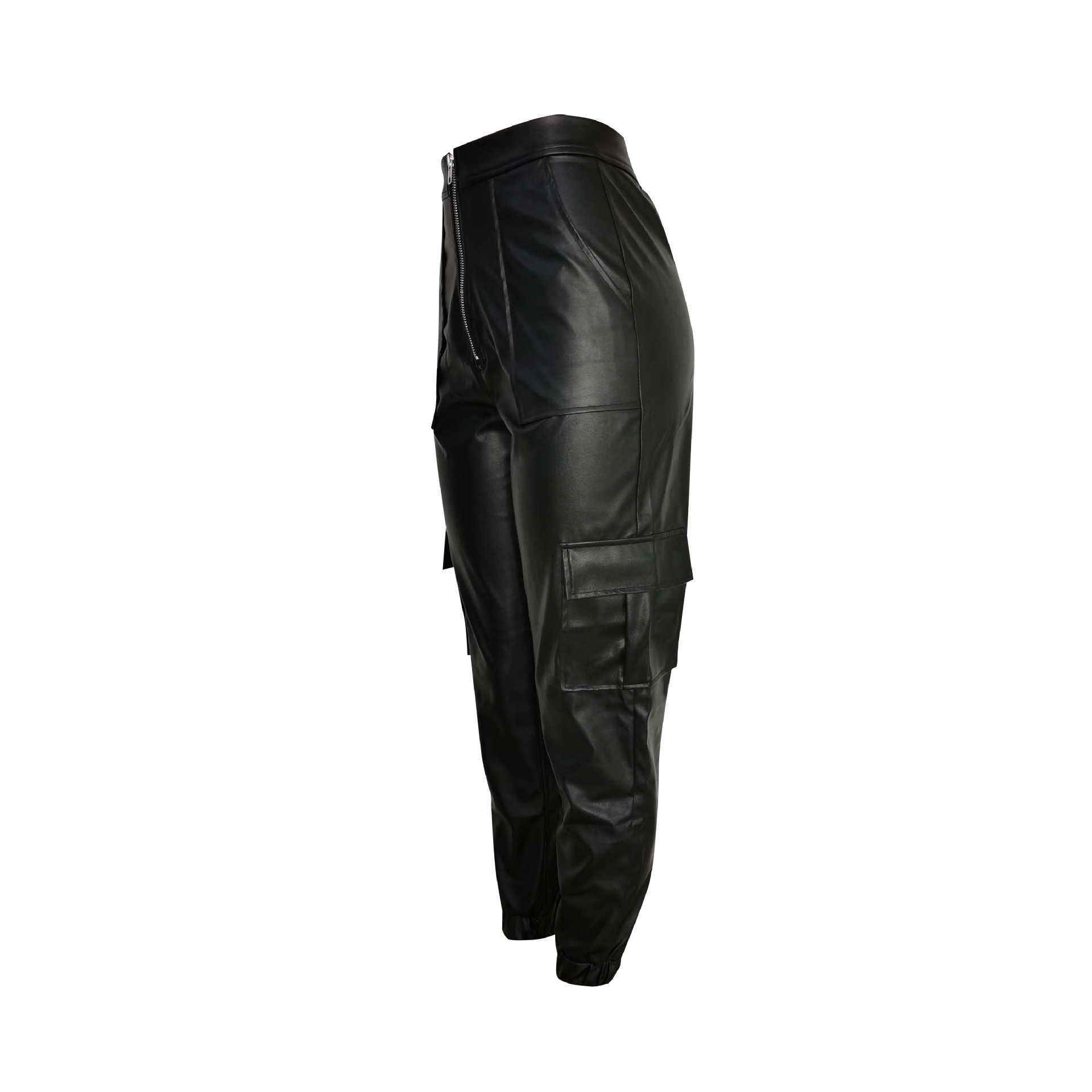New Autumn and Winter Casual Pants F8257 Spot European and American Amazon Fashion Multiple Pocket Casual Pants Casual Leather Pants