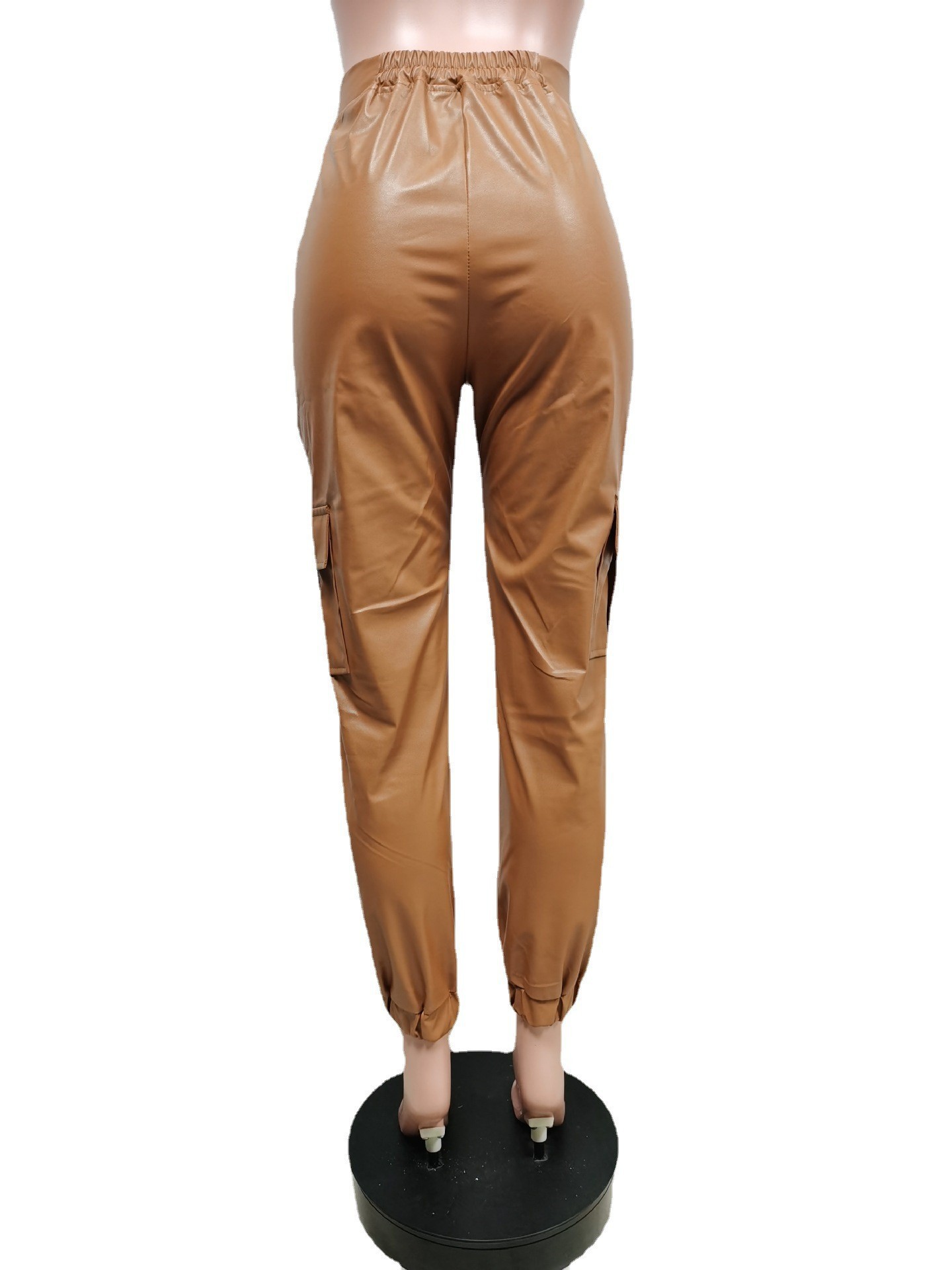New Autumn and Winter Casual Pants F8257 Spot European and American Amazon Fashion Multiple Pocket Casual Pants Casual Leather Pants