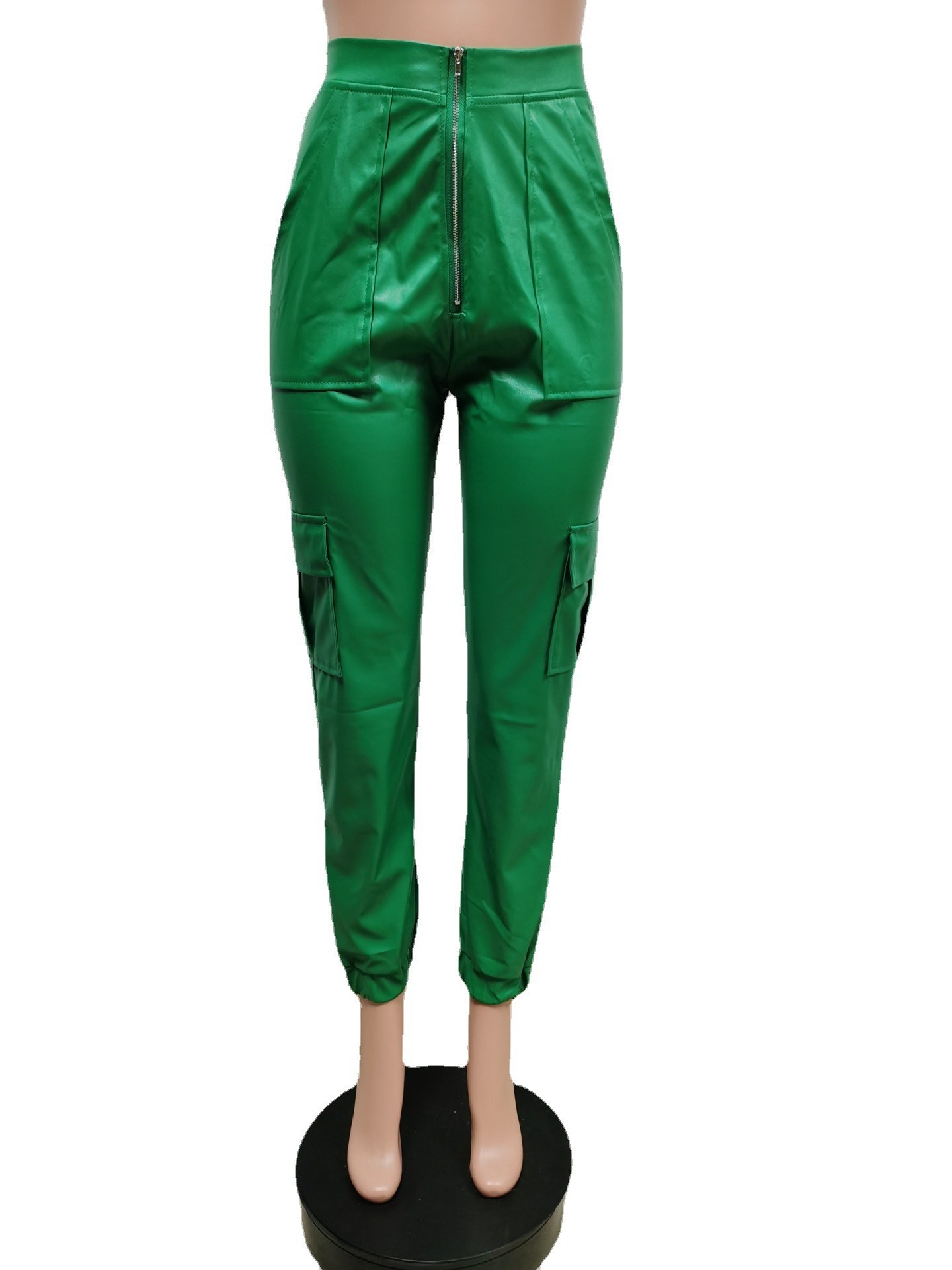 New Autumn and Winter Casual Pants F8257 Spot European and American Amazon Fashion Multiple Pocket Casual Pants Casual Leather Pants