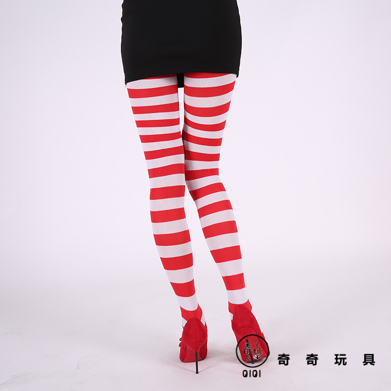 Cross the border for festive party costumes and props striped socks Halloween, Christmas rainbow COS pantyhose silk stockings
