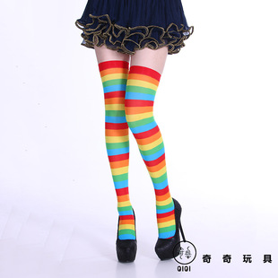 Cross the border for festive party costumes and props striped socks Halloween, Christmas rainbow COS pantyhose silk stockings Cross the border for festive party costumes and props striped socks Halloween, Christmas rainbow COS pantyhose silk stockings