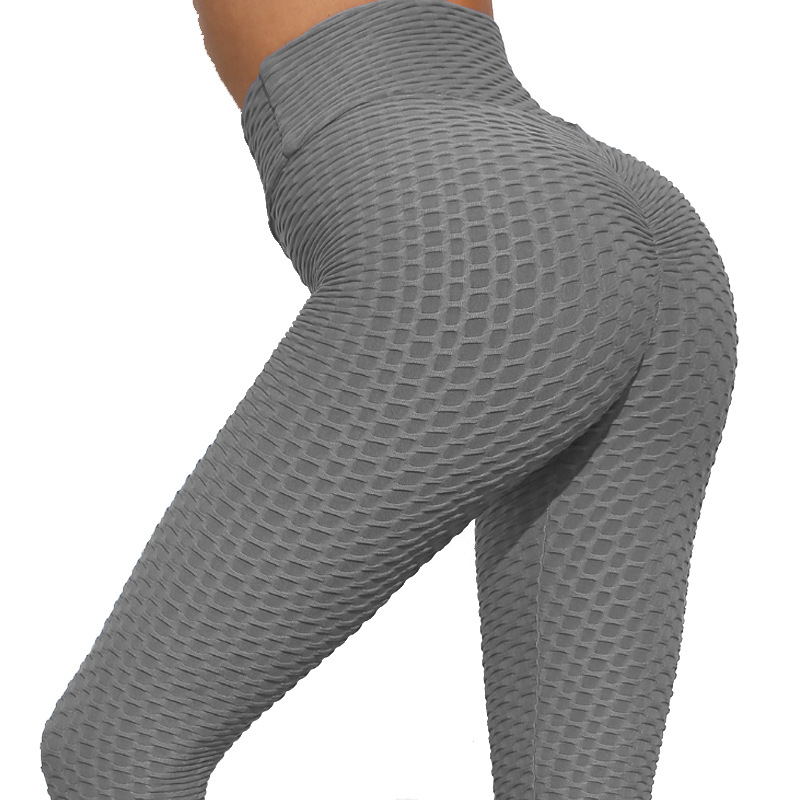 2021 New Yoga Bubble Pants Women&#039;s High Waist Hip Lift Peach Hip Tight Jacquard Sports Trousers Fitness Yoga Pants