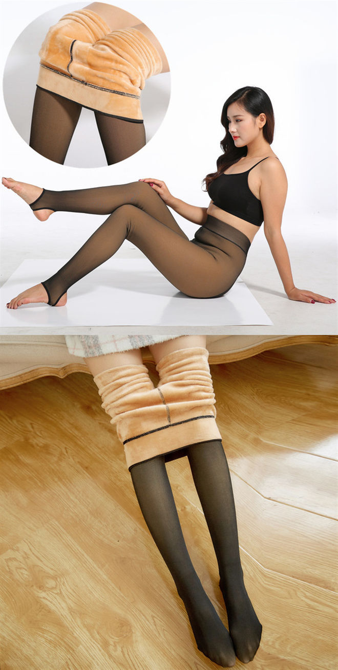 Autumn and Winter Warm Stewardess Gray One-Piece Trousers Fleece-Lined Thickened High Waist Tight Transparent Sheer Tights Leggings Women's Outer Wear Autumn and Winter Warm Stewardess Gray One-Piece Trousers Fleece-Lined Thickened High Waist Tight Transparent Sheer Tights Leggings Women's Outer Wear