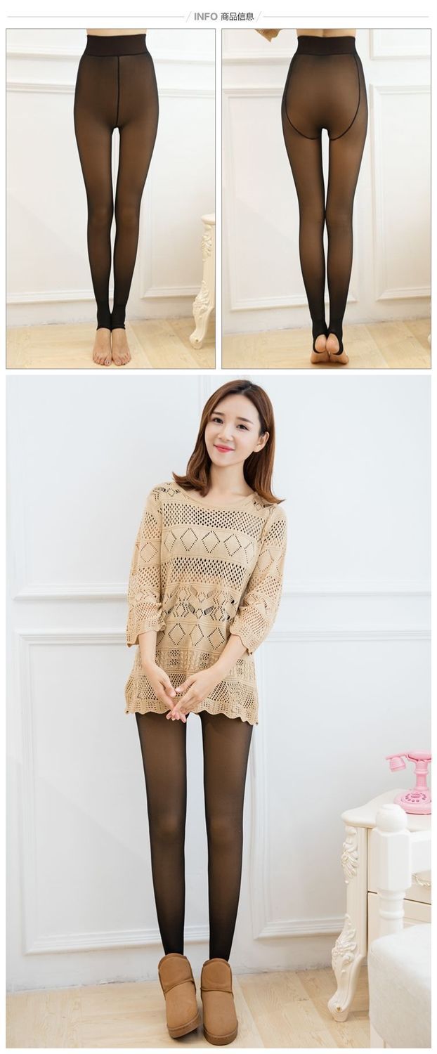Autumn and Winter Warm Stewardess Gray One-Piece Trousers Fleece-Lined Thickened High Waist Tight Transparent Sheer Tights Leggings Women's Outer Wear Autumn and Winter Warm Stewardess Gray One-Piece Trousers Fleece-Lined Thickened High Waist Tight Transparent Sheer Tights Leggings Women's Outer Wear