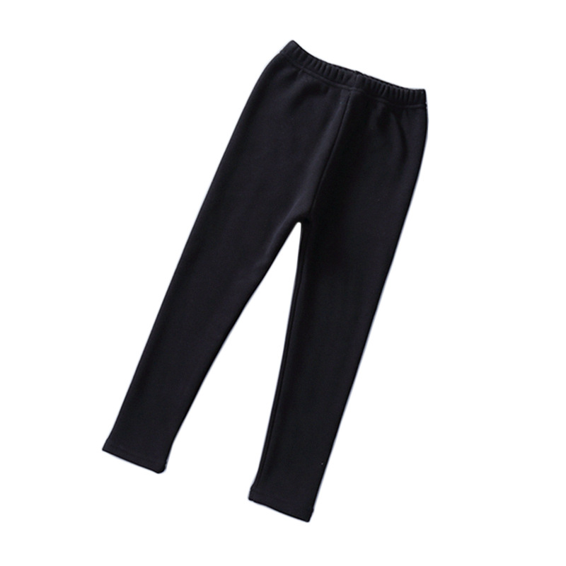 Autumn and Winter Children&#039;s Leggings Fleece-Lined Thick Warm Pants Korean Girls Solid Color Crawler Outer Wear Tight Stretch Trousers