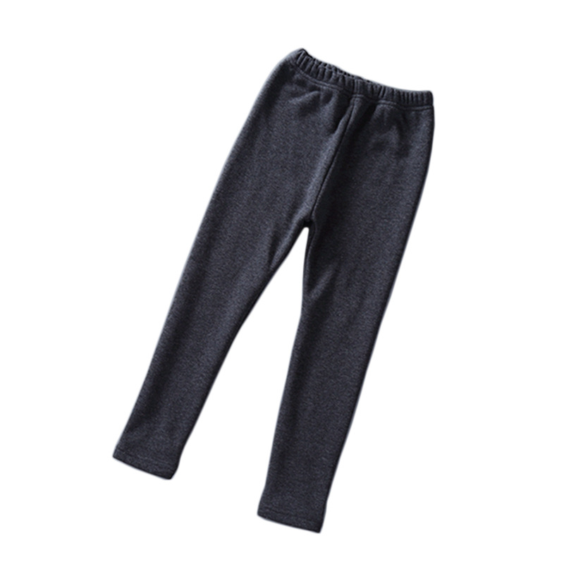 Autumn and Winter Children&#039;s Leggings Fleece-Lined Thick Warm Pants Korean Girls Solid Color Crawler Outer Wear Tight Stretch Trousers