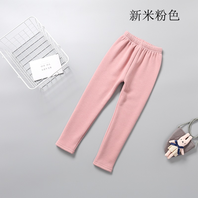 Autumn and Winter Children's Leggings Fleece-Lined Thick Warm Pants Korean Girls Solid Color Crawler Outer Wear Tight Stretch Trousers Autumn and Winter Children's Leggings Fleece-Lined Thick Warm Pants Korean Girls Solid Color Crawler Outer Wear Tight Stretch Trousers