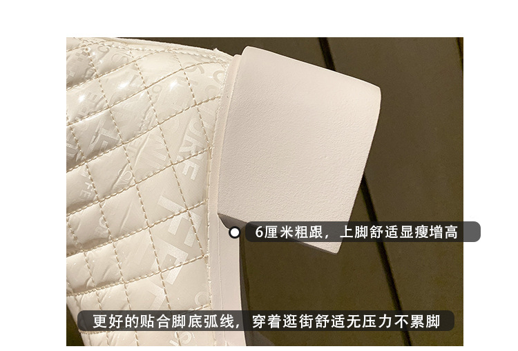 2021autumn and Winter New Fashion Korean Style round Head Chunky Heel High Leg Boot Internet Celebrity Back Zipper below the Knee Boots