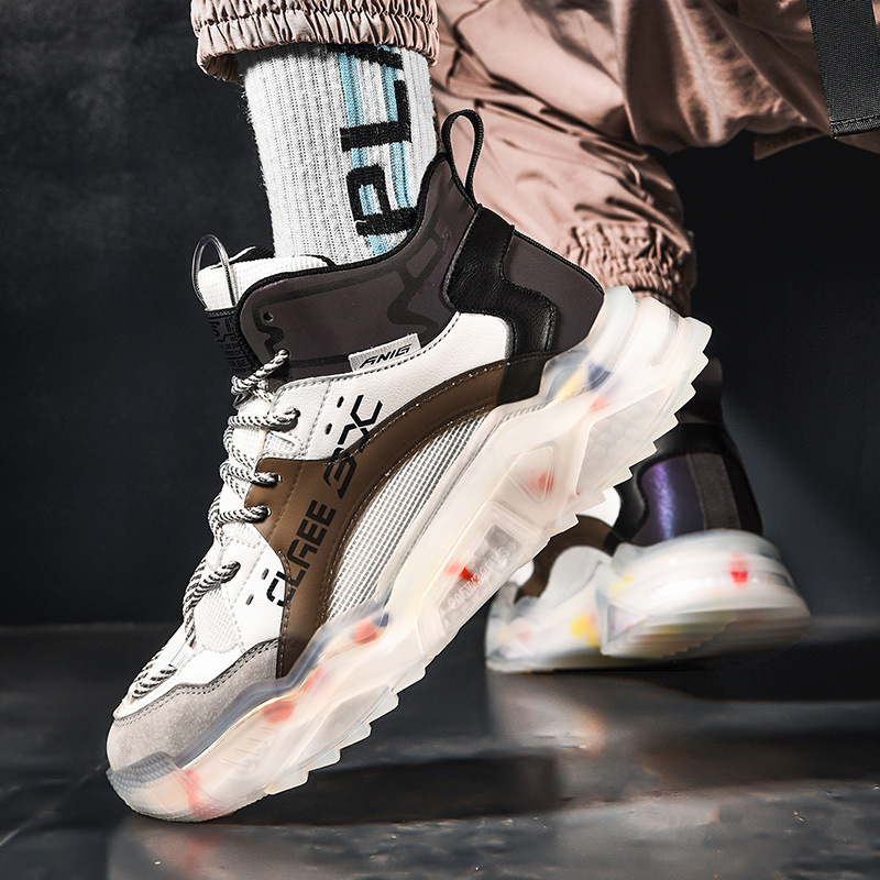 Summer Universal Flat Heel round Toe White for Men High-Top Daily Front Lace-up Tinker Bell Solid Color Dr. Martens Boots