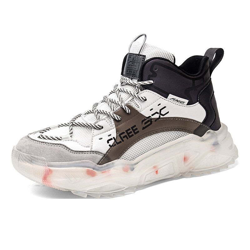 Summer Universal Flat Heel round Toe White for Men High-Top Daily Front Lace-up Tinker Bell Solid Color Dr. Martens Boots