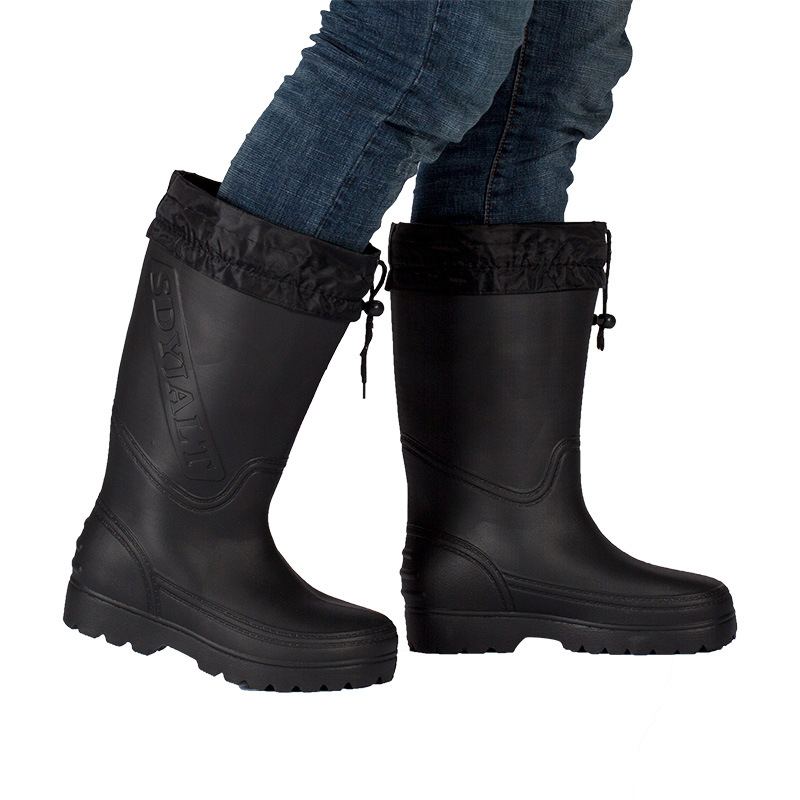 EVA Foam Rain Shoes Non-Slip Men&#039;s and Women&#039;s Rubber Boots High Oil-Resistant Kitchen Food Factory Waterproof Warm Winter Cotton Long Tube