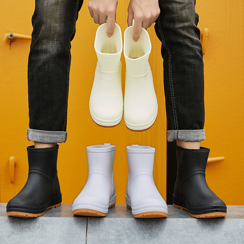 Foreign Trade Rain Boots Men&#039;s and Women&#039;s High Platform Fashion Non-Slip Rain Boots Outdoor Wear-Resistant Waterproof Rain Boots Non-Slip Kitchen Rubber Shoes