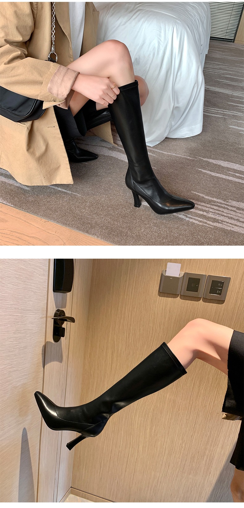 INS Commuting Figure Flattering Springy Thigh Boot below the Knee European and American Super High Heel Pointed Single-Layer Boots Side Zipper Martin Boots INS Commuting Figure Flattering Springy Thigh Boot below the Knee European and American Super High Heel Pointed Single-Layer Boots Side Zipper Martin Boots