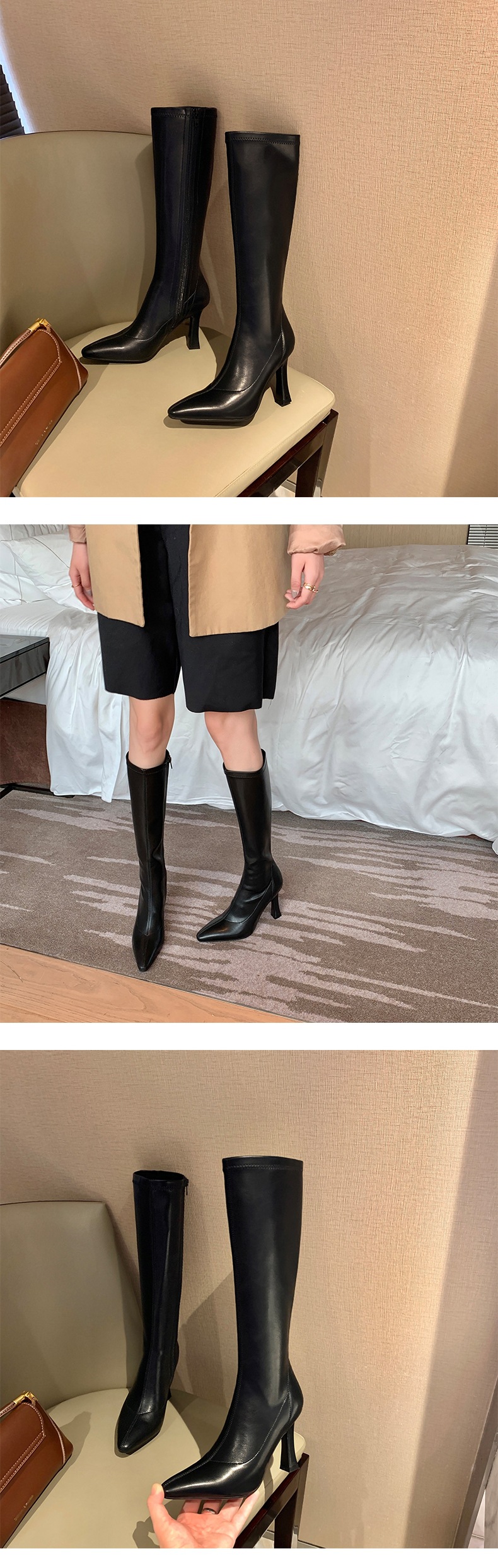 INS Commuting Figure Flattering Springy Thigh Boot below the Knee European and American Super High Heel Pointed Single-Layer Boots Side Zipper Martin Boots INS Commuting Figure Flattering Springy Thigh Boot below the Knee European and American Super High Heel Pointed Single-Layer Boots Side Zipper Martin Boots