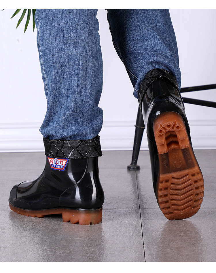 Add Knee-High Rain Boots PVC Material Black Men's Industrial Rain Boots Outdoor Rain Boots Factory Direct Supply Add Knee-High Rain Boots PVC Material Black Men's Industrial Rain Boots Outdoor Rain Boots Factory Direct Supply