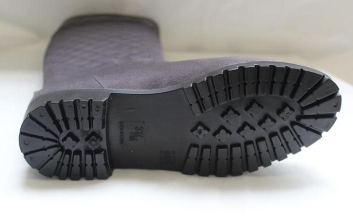 909-Gray Velvet Knee-High Rain Boots