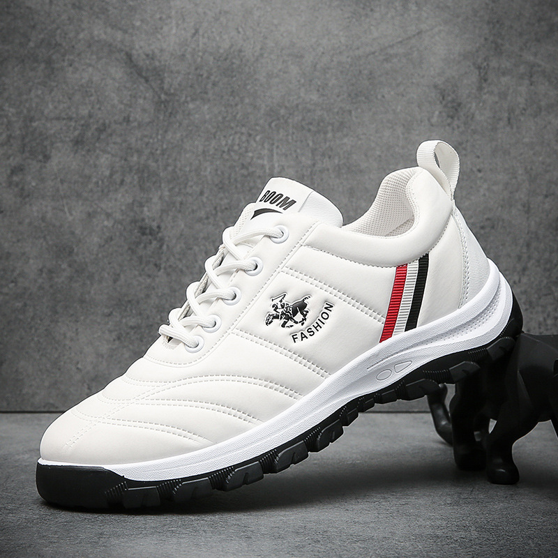 2021 New Autumn Leather Soft Bottom Non-Slip Korean Style Fashionable Casual Sneakers Cotton-Padded Shoes with Velvet Leather Shoes Men&#039;s Shoes