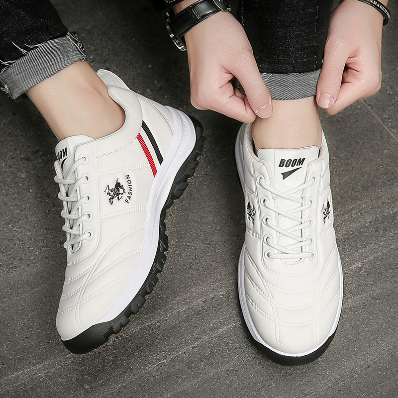 2021 New Autumn Leather Soft Bottom Non-Slip Korean Style Fashionable Casual Sneakers Cotton-Padded Shoes with Velvet Leather Shoes Men&#039;s Shoes