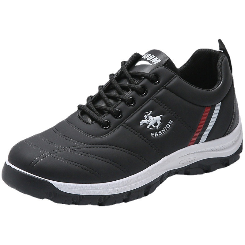 2021 New Autumn Leather Soft Bottom Non-Slip Korean Style Fashionable Casual Sneakers Cotton-Padded Shoes with Velvet Leather Shoes Men&#039;s Shoes