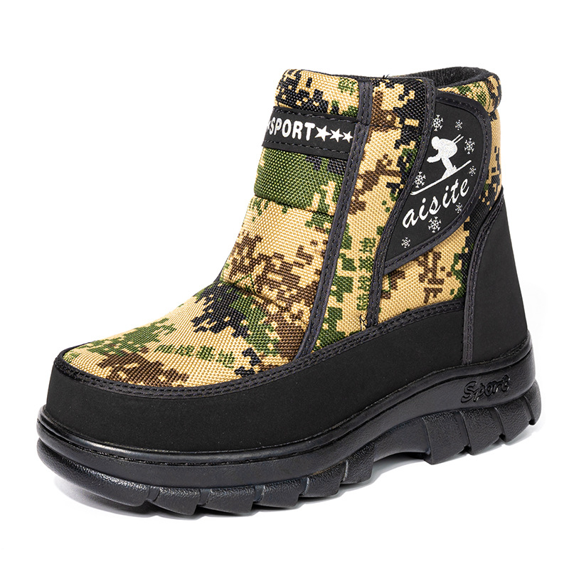 Foreign Trade Cross-Border Men&#039;s Cotton-Padded Shoes Thickened Cold Protection Velvet Ugg Non-Slip Warm Snow Boots Camouflage Cotton Safety Shoes