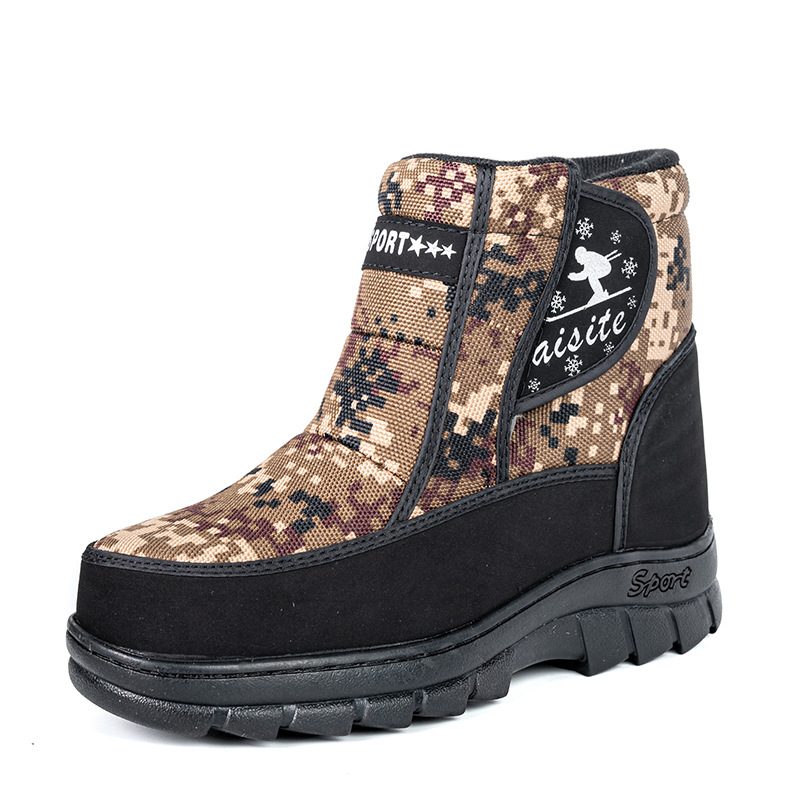 Foreign Trade Cross-Border Men&#039;s Cotton-Padded Shoes Thickened Cold Protection Velvet Ugg Non-Slip Warm Snow Boots Camouflage Cotton Safety Shoes