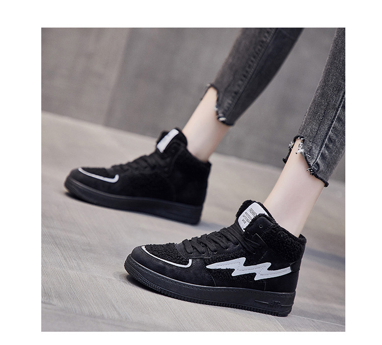 INS Fleece-Lined Warm High-Top Casual Shoes Women's 2020 Winter New Students Warm-Keeping Cotton-Padded Shoes Women's Korean-Style Running Shoes