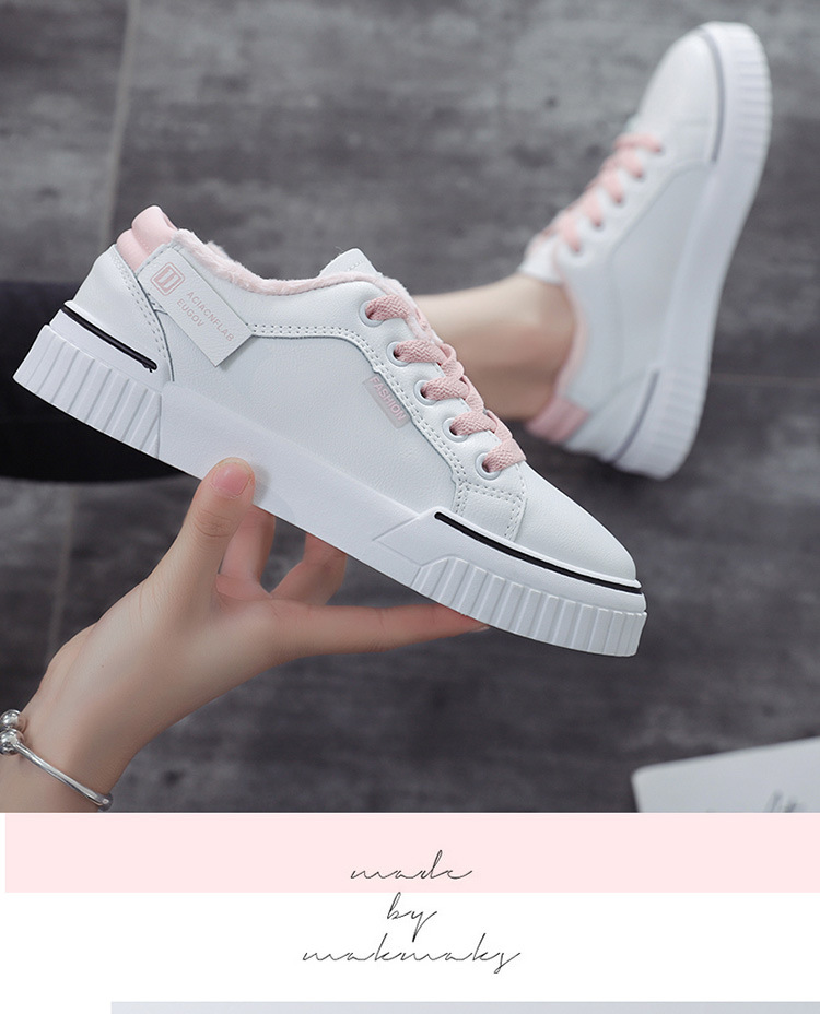 White shoes for girls the new winter 2019 warm shoes for girls with extra fleece cotton-padded shoes for Korean students White shoes for girls the new winter 2019 warm shoes for girls with extra fleece cotton-padded shoes for Korean students