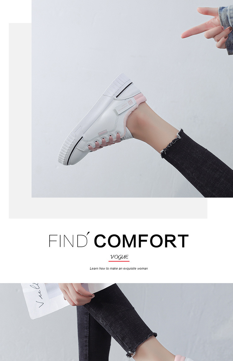 White shoes for girls the new winter 2019 warm shoes for girls with extra fleece cotton-padded shoes for Korean students White shoes for girls the new winter 2019 warm shoes for girls with extra fleece cotton-padded shoes for Korean students
