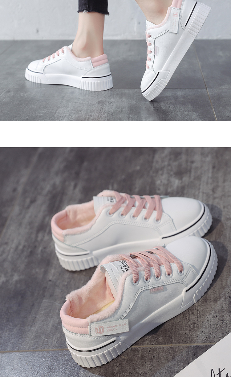 White shoes for girls the new winter 2019 warm shoes for girls with extra fleece cotton-padded shoes for Korean students White shoes for girls the new winter 2019 warm shoes for girls with extra fleece cotton-padded shoes for Korean students