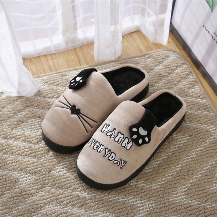 Winter Korean Men&#039;s and Women&#039;s Cat&#039;s Paw Cartoon Cute Non-Slip Indoor Home Cotton Shoes Outdoor Wear Insulated Cotton-Padded Shoes Foreign Trade