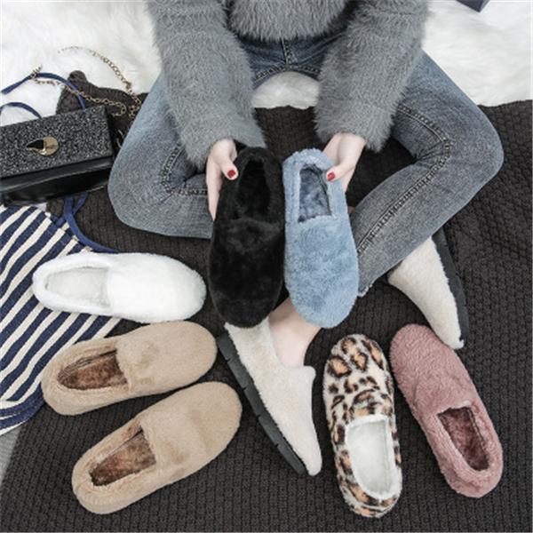 Cotton-padded shoes web celebrity wool shoes for women to wear winter doudou shoes with fleece Korean version winter one
