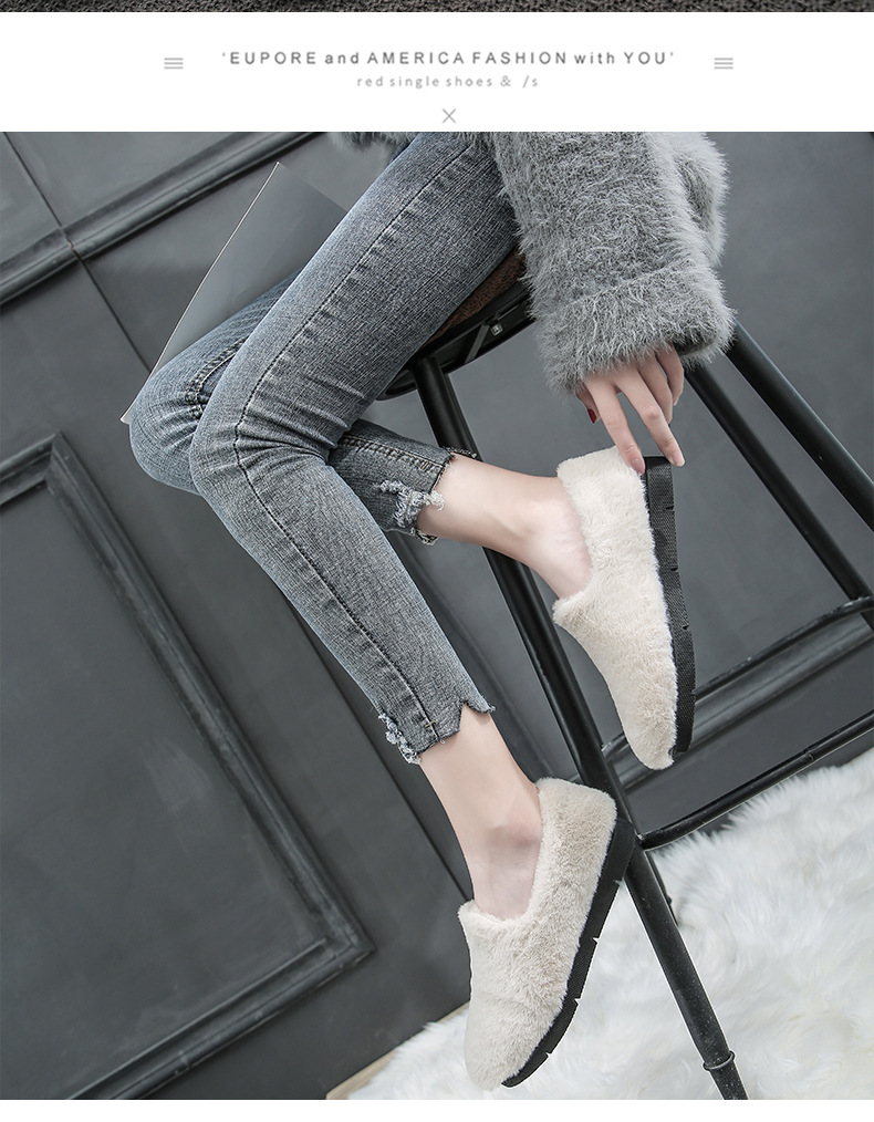 Cotton-padded shoes web celebrity wool shoes for women to wear winter doudou shoes with fleece Korean version winter one Cotton-padded shoes web celebrity wool shoes for women to wear winter doudou shoes with fleece Korean version winter one